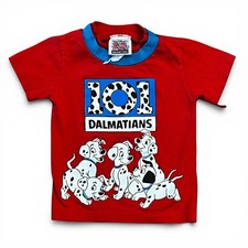Vintage Walt Disney 101 Dalmatians Kids T Shirt Red Ringer Puppy Tee T2