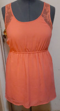 FOREVER 21 Junior's/ Womens Coral Orange Lace Trimmed Sleeveless Dress S Lined