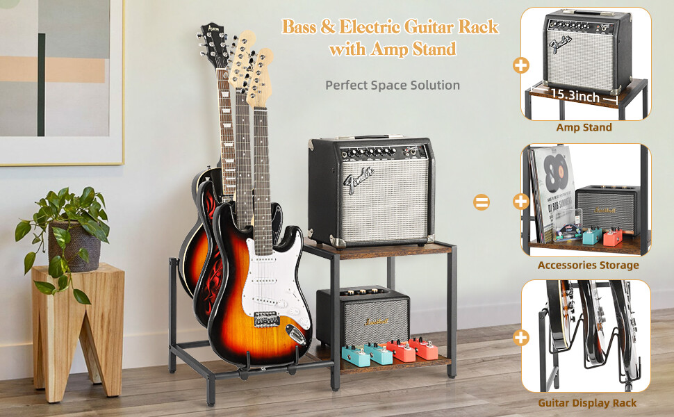 Gitar Rack Storage Systems Guitar Amp Storage Cabinet LOEVIICA Multi-Guitar Stand & Storage Rack ...