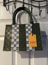 Valentino By Mario Valentino Green/White Bronze Marie Monogram Stripes