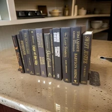 Lot of 10 Hardcover BLACK Book for Staging Prop Decor Gold-Silver-Copper Letters