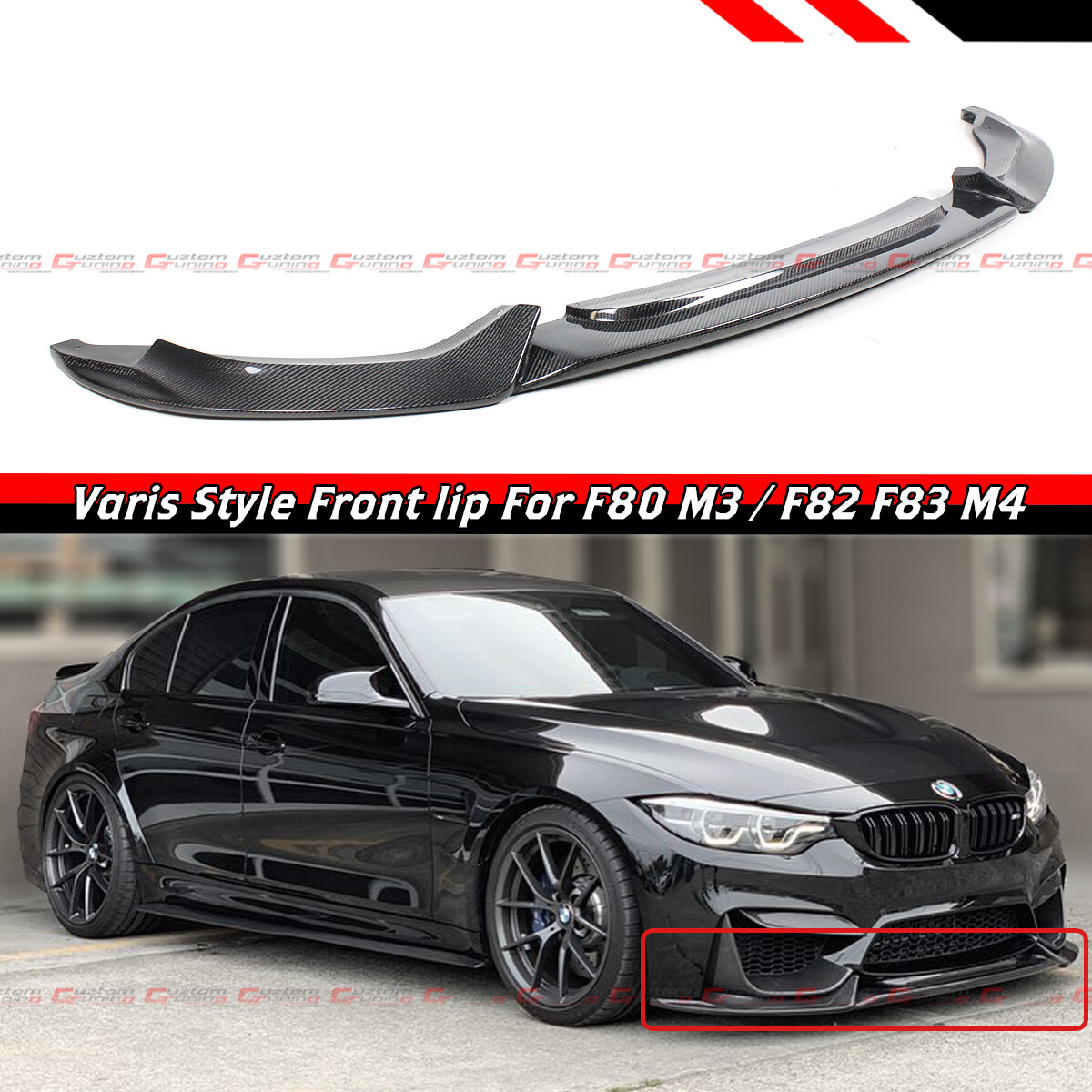 IKON MOTORSPORTS VRS Style Front Bumper Lip Spoiler For 2015-2020 BMW M3/M4 (Unpainted Polyurethane)