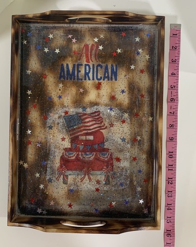 USA All American Serving Tray -4th Of July - Wood & Resin - Picture 7 of 8