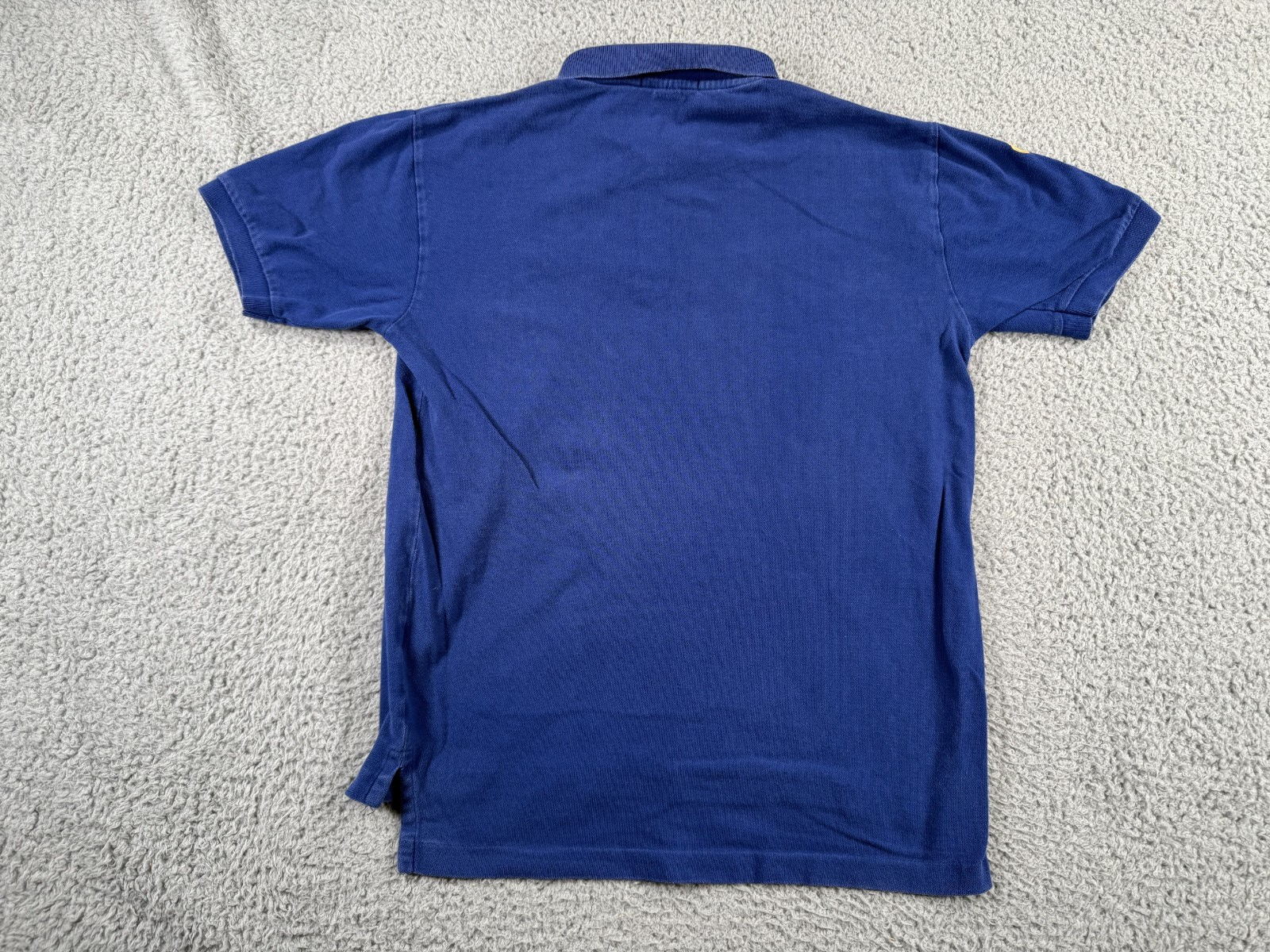 Polo Ralph Lauren camicia uomo blu medio giallo grande pony #3 manica corta logo