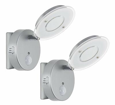 2er Trango LED Sensor Nachtlicht silber m. Automatikfunktion & Sensor  2636-024