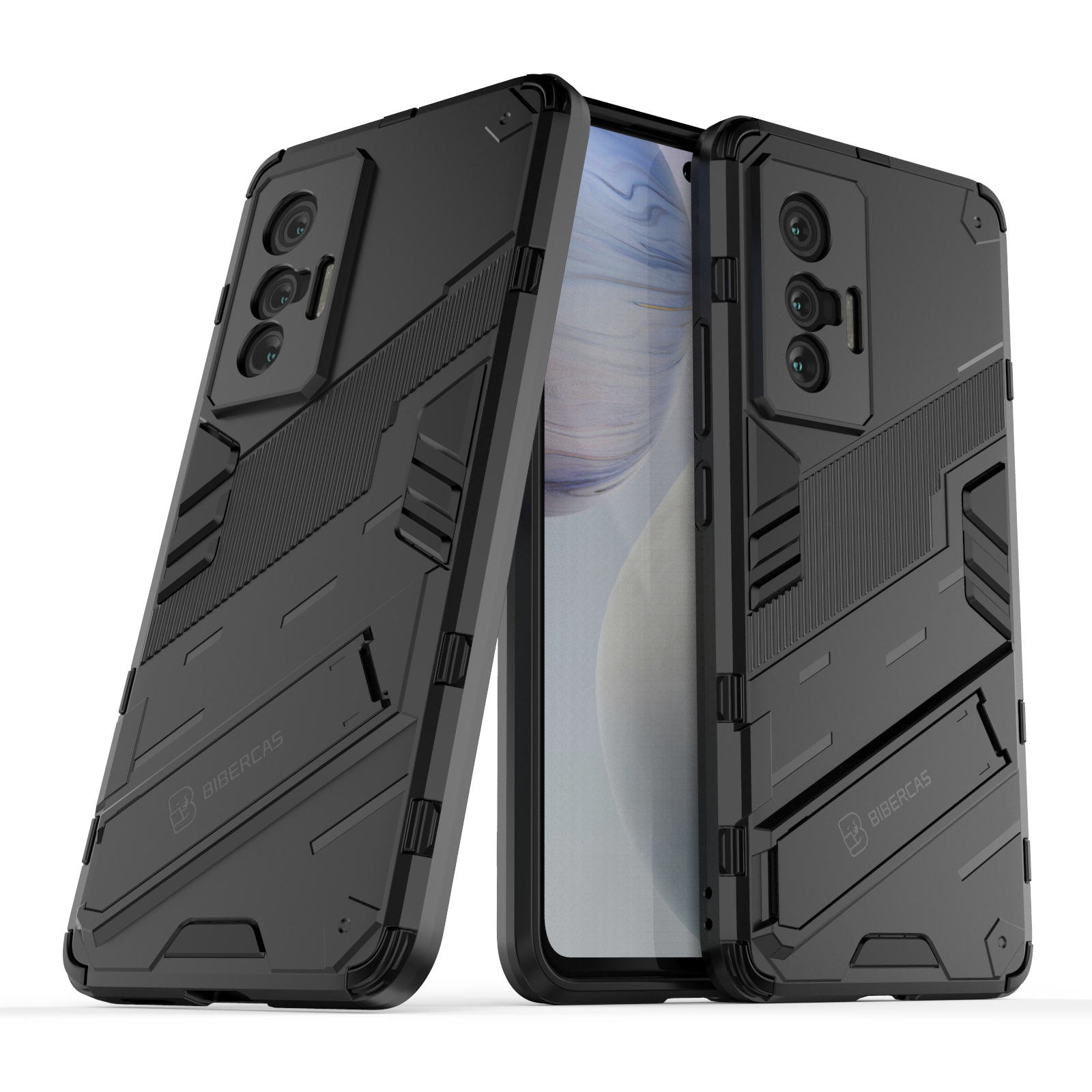 Vivo X70 Shockproof TPU PC Bumper Stand Protective Phone Case-image