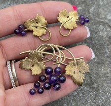 1960 S KREMENTZ GRAPE LEAVES AND GENUINE AMET...