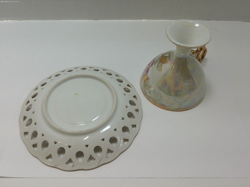 Vintage Teetasse & Untertasse Blume irisierend gold Netz Aynsley Stil Rainbo - Bild 9 von 13