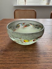 Beautiful Mid Century Strathearn Scottish Art Glass Bowl - Leaping Salmon Stamp