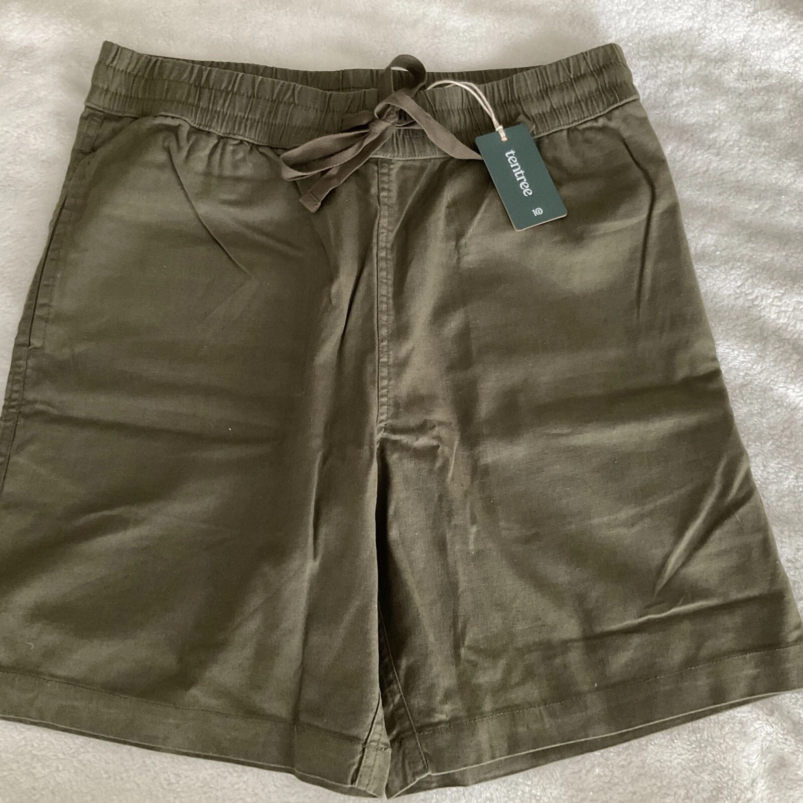 Tentree Hemp Stretch Chino Short Sz Medium Olive Night Green NWT Cotton Blend