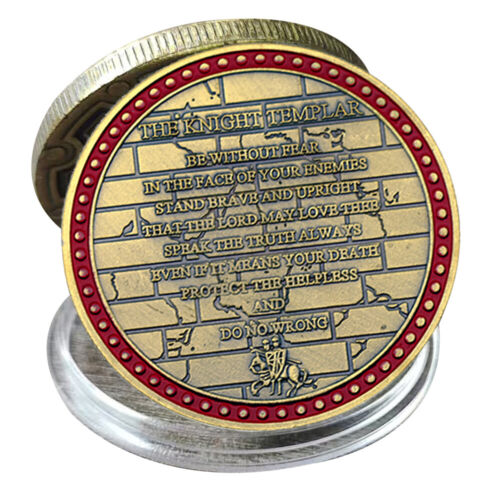 The Knight Templar Coppery Challenge Coin Armor Red Cross Medal Craft - Picture 2 of 9