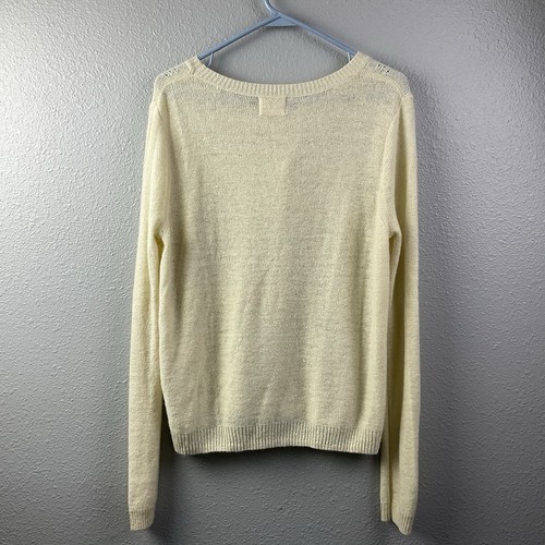 NWOT Pins & Needles Anthropologie Angora Wool Sweater Cream Gold Studs Holiday L - Picture 6 of 9