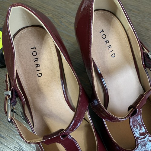 Scarpe bordeaux TORRID TG 10,5 larghezza cinturino a T plateau MARY JANE tacco 5” - Foto 9 di 12