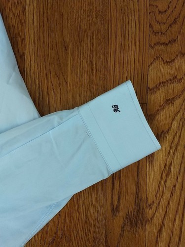 ENZO CUSTOM CLOTHIERS Contrast Cuff AG" Cotton Button Down Shirt L SLIM FIT EUC - Picture 6 of 11