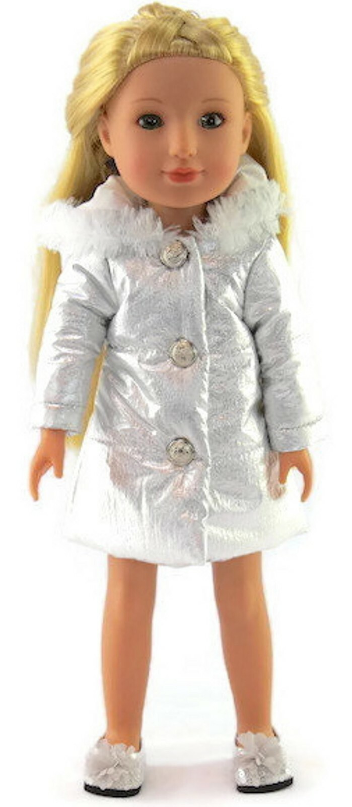 Silver Puffer Jacket for Wellie Wishers 14.5