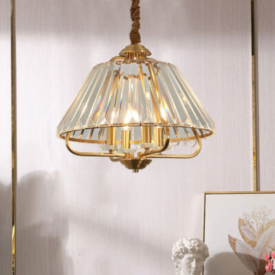 Retro Crystal Chandelier 5-Lights Pendant Ceiling Light Adjustable Lamp Fixtures