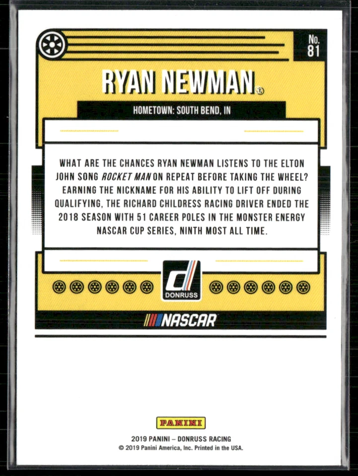 Ryan Newman Signed 2019 Donruss Rocket Man Variation IP Auto #81 - Image 2 of 2