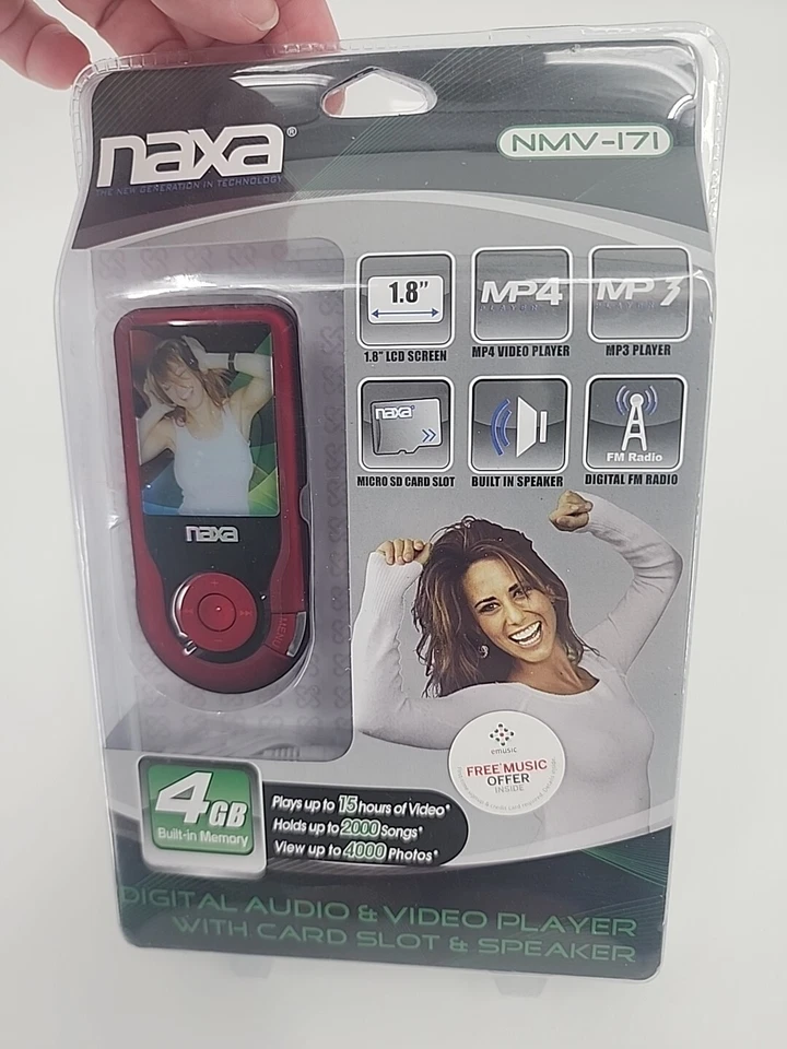 NUEVO NAXA NMV-171 Reproductor multimedia portátil MP3 MP4 con pantalla de 1,8 pulgadas ROJO 4 GB Foto 2 de 4