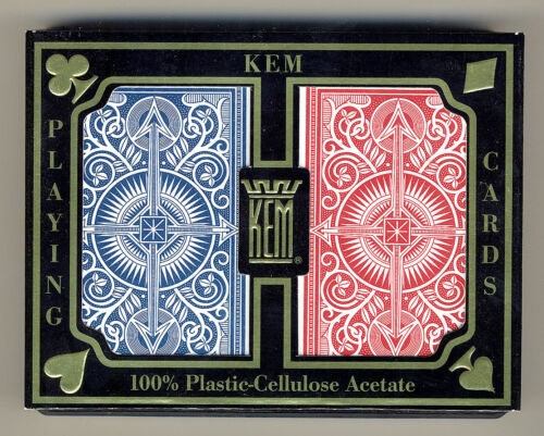 2 Deck Kem 100% Plastic Arrow Red Blue Bridge Narrow Jumbo Index Playing Cards - Picture 1 of 1