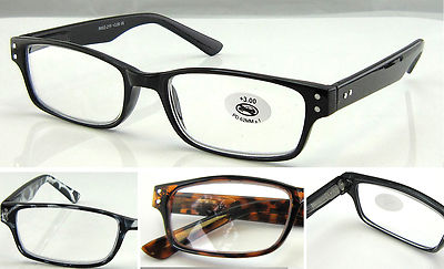 Lesebrille +0,50~+4,00 rechteckig klassisch 80er Stil Federscharnier Arme L219