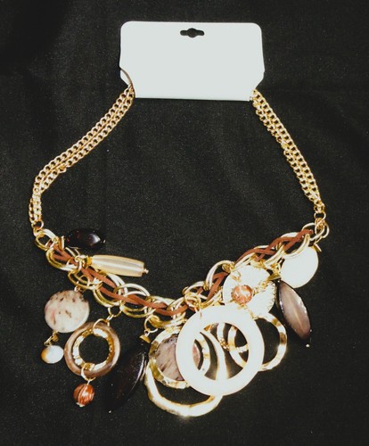 NWT Laura Ashley Necklace ~ Gold Tone ~ Rings Discs etc ~ Chunky Boho - Picture 2 of 4