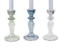 Deko Kerzenleuchter Kristall-Style H. 16cm Stabkerzenhalter aus Glas formano