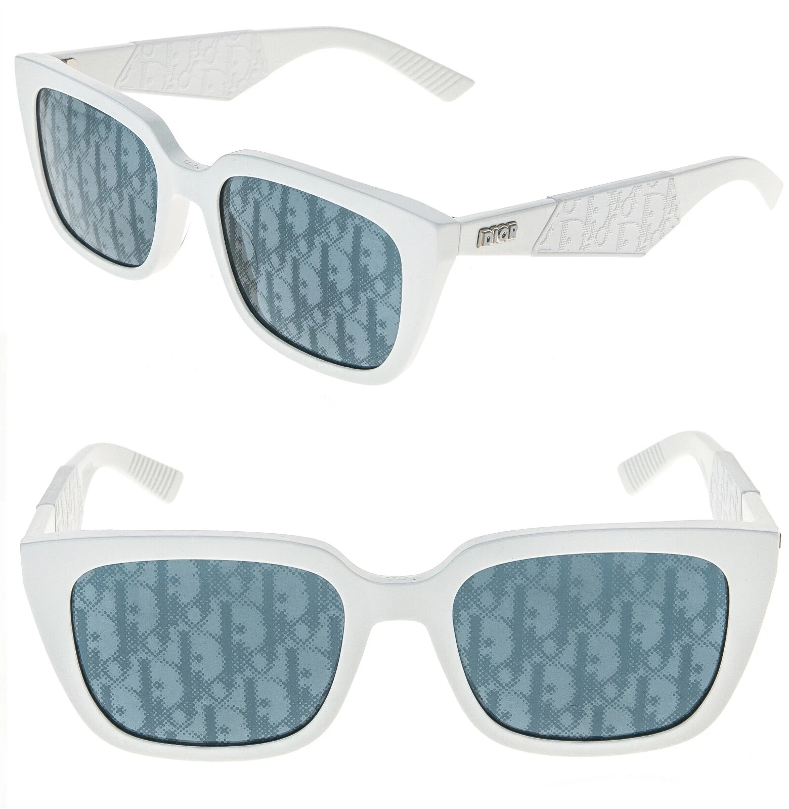 Lunettes de soleil sport CHRISTIAN DIOR blanc bleu imprimé oblique B27 S2I DM40089I DiorB27
