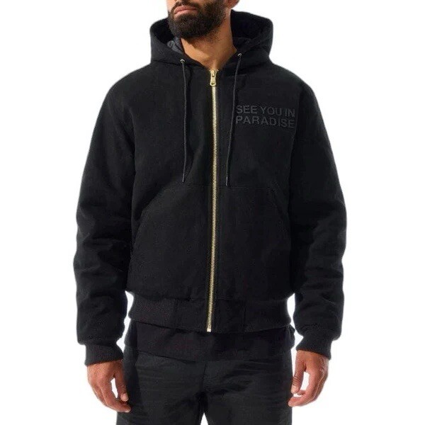 JORDAN CRAIG SEE YOU IN PARADISE CANVAS WORK JACKET BLACK BOMBER