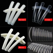 100Pcs Extra Long Curved Square False Nail Art Tips Acrylic French Nails 10 Size