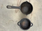 Lodge Set of 2 Cast Iron Melting Pot with Pour Spouts and Melting Cauldron VNTG