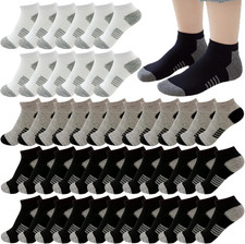 16-30 Pairs Boys Low Cut Ankle Socks Kids Crew Athletic Breathable Cushion Sole