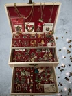 Vintage To Now Estate Christmas Costume Jewelry Lot MCM 1970s 90s With Box