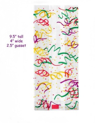 25 Confetti Party Cello Treat Bags with Twist Ties --- 4'' x 9.5''