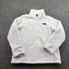 Patagonia Sweater Girls Large White Fleece 1/4 Zip Los Gatos Pullover Cozy