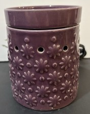 SCENTSY WAX WARMER COSMOS PURPLE FLORAL EMBOSSED