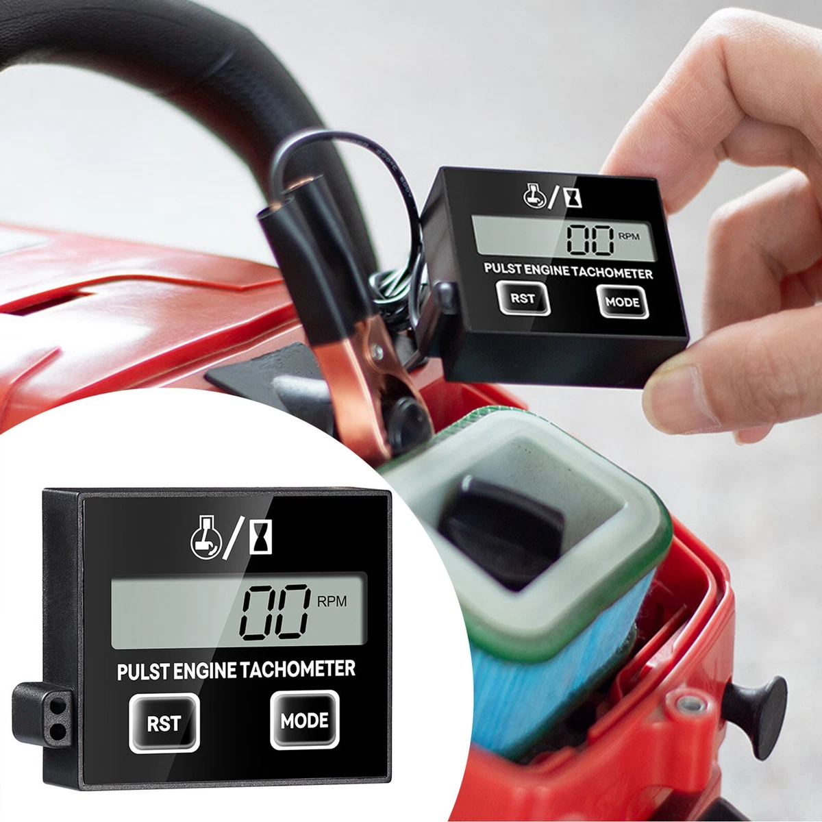 Tacómetro de alta RPM Motosierra Recortadora Motocicleta Motor Gas Probador de Velocidad Medidor