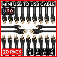 20 Pack Mini USB Cable USB Mini Data Lead Charging Cord Phone Camera PSP Arduino