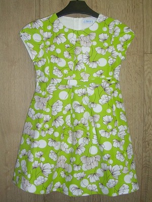 Mayoral Mädchen hübsches limettengrünes geblümtes komplett gefüttertes Baumwollkleid Alter 8 128 cm