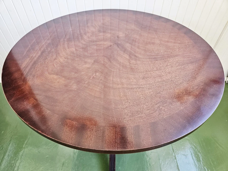 Round Top Mahoghany Federalist Era 4-Legged Paw Foot Cap On Casters Drum Table - Image 3 of 4