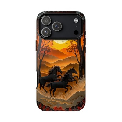Phone Ink - iPhone | Galaxy | Pixel Case - Paper Cut Horses Wilderness Sunset