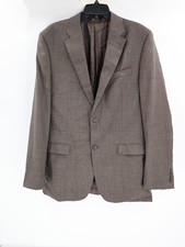 Lauren Ralph Lauren Sport Coat Mens 42L Windowpane Wool Slim Fit Blazer Brown