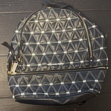 Michael Kors Navy Quilted Backpack Zip Gold Hardware Detachable Adjustable Strap