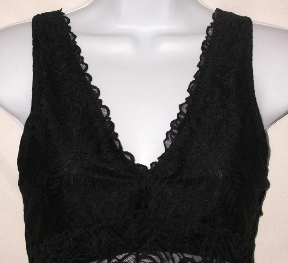 Aerie Women's Size L Black Lace Cropped Top Cami Whimsigoth Unpadded Bra - Image 2 of 4