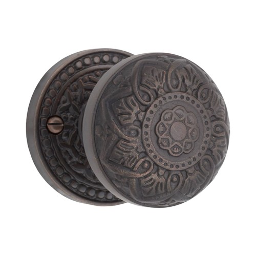 Rice Round Rosette DUMMY Set in Oil Rubbed Bronze -5 Door Knob Choices - Double - Picture 4 of 21