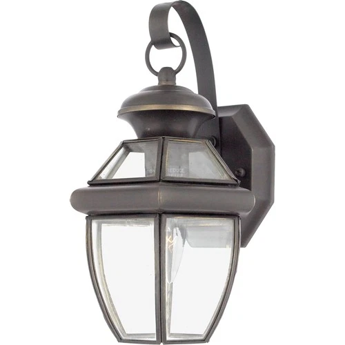 Quoizel NY8315 Bronze Newbury 1-Light 12"H Outdoor Wall Sconce With Clear Glass - Picture 1 of 7