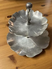 Vintage Aluminum 2 Tiered Tidbits Serving Tray 5 1/2” Tall