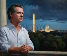Gavin Newsom Patriotic Democrat American Oil Paint Style AI Generated 8X10 Print