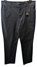 NWT Lee Straight Leg Mid Rise Wrinkle Free Dress Pants Black Woman's Sz 14 Long