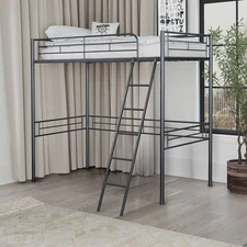 Twin Loft Bed Contemporary Style With Open Area Underneath Metal Structure,Bla