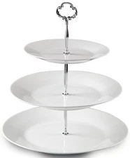 3 Tiered Serving Stand -silver Serving Tray For Parties - Round Platter For C...